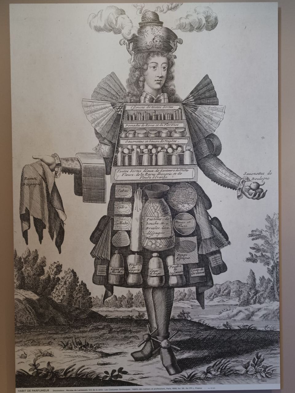 Habit de perfumeur vers 1700. Image du Musée International de Parfumerie de Grasse